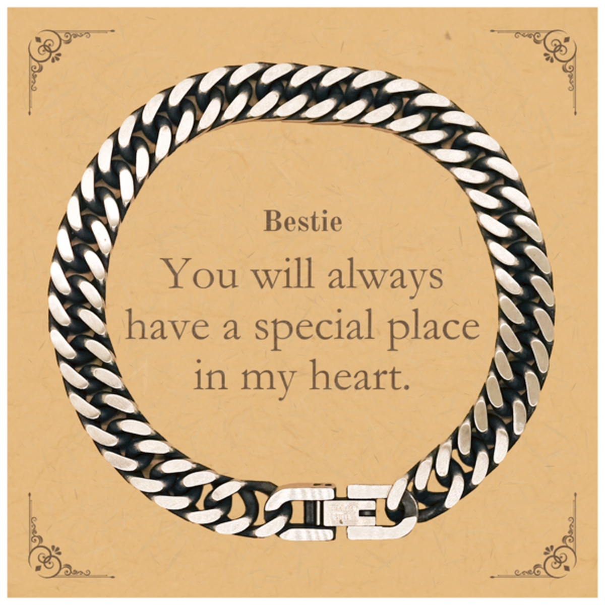 bestie cuban link chain bracelet engraved special place in heart friendship birthday gift for her unique jewelry for best friend meaningful christmas graduation present