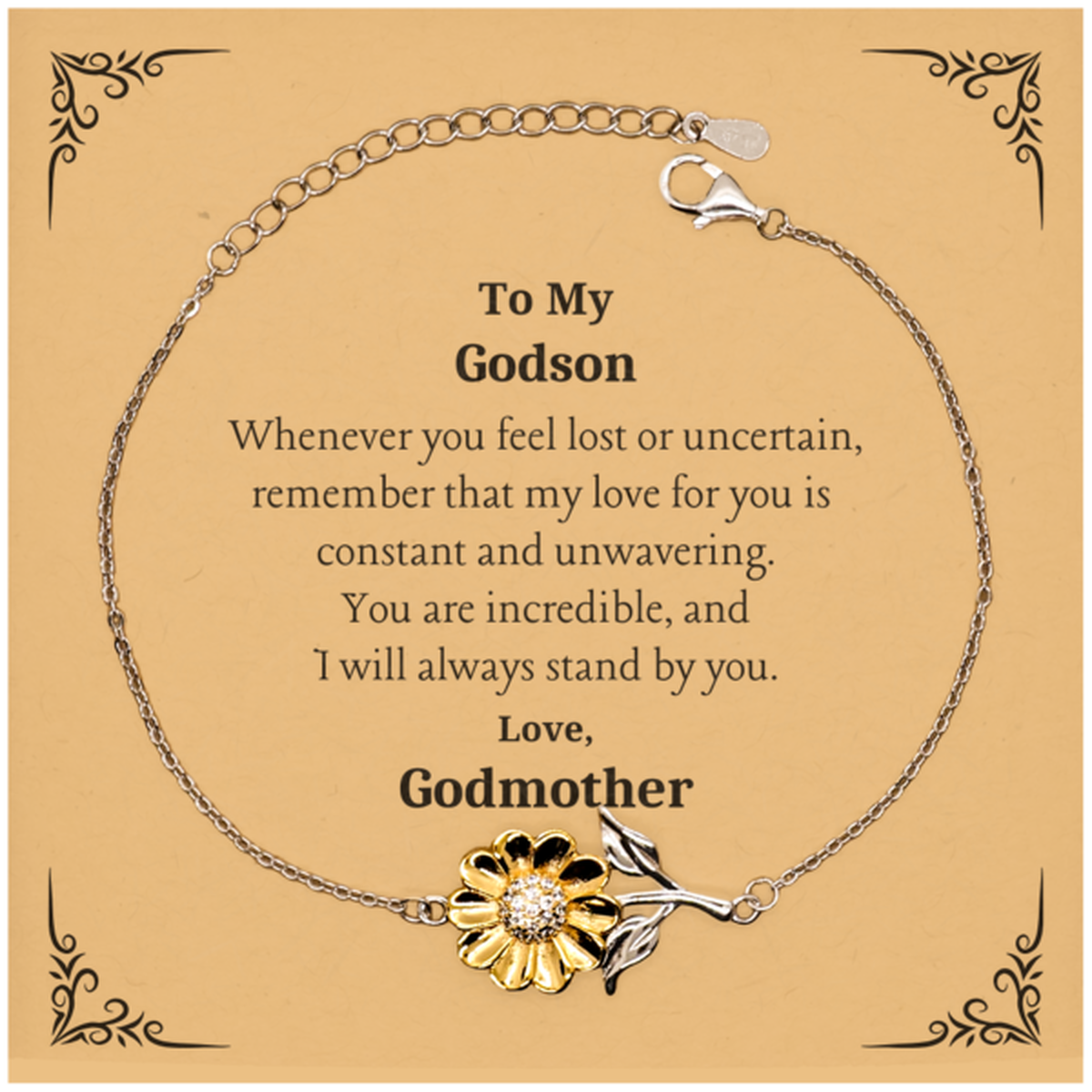 engraved sunflower bracelet godson gift my unwavering love inspirational confidence birthday graduation veterans day celebration