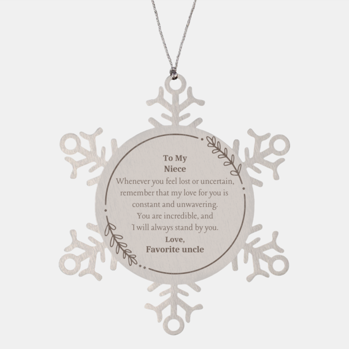 snowflake ornament niece inspirational gift love engraved christmas present from favorite uncle