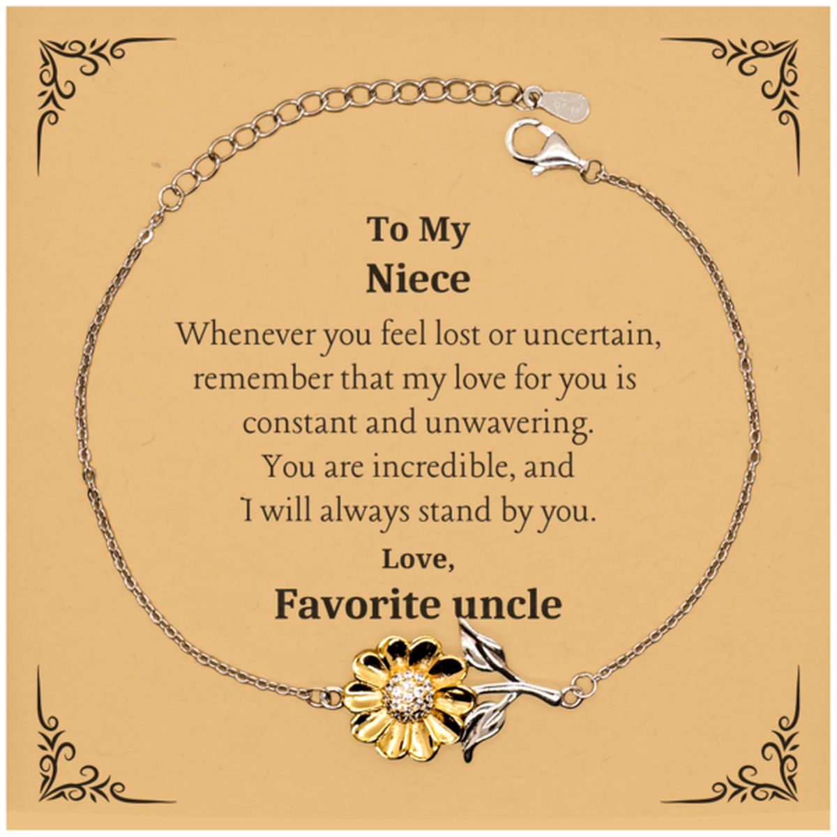 sunflower bracelet for niece my love for you is constant birthday gift from favorite uncle inspirational jewelry to express love and confidence
