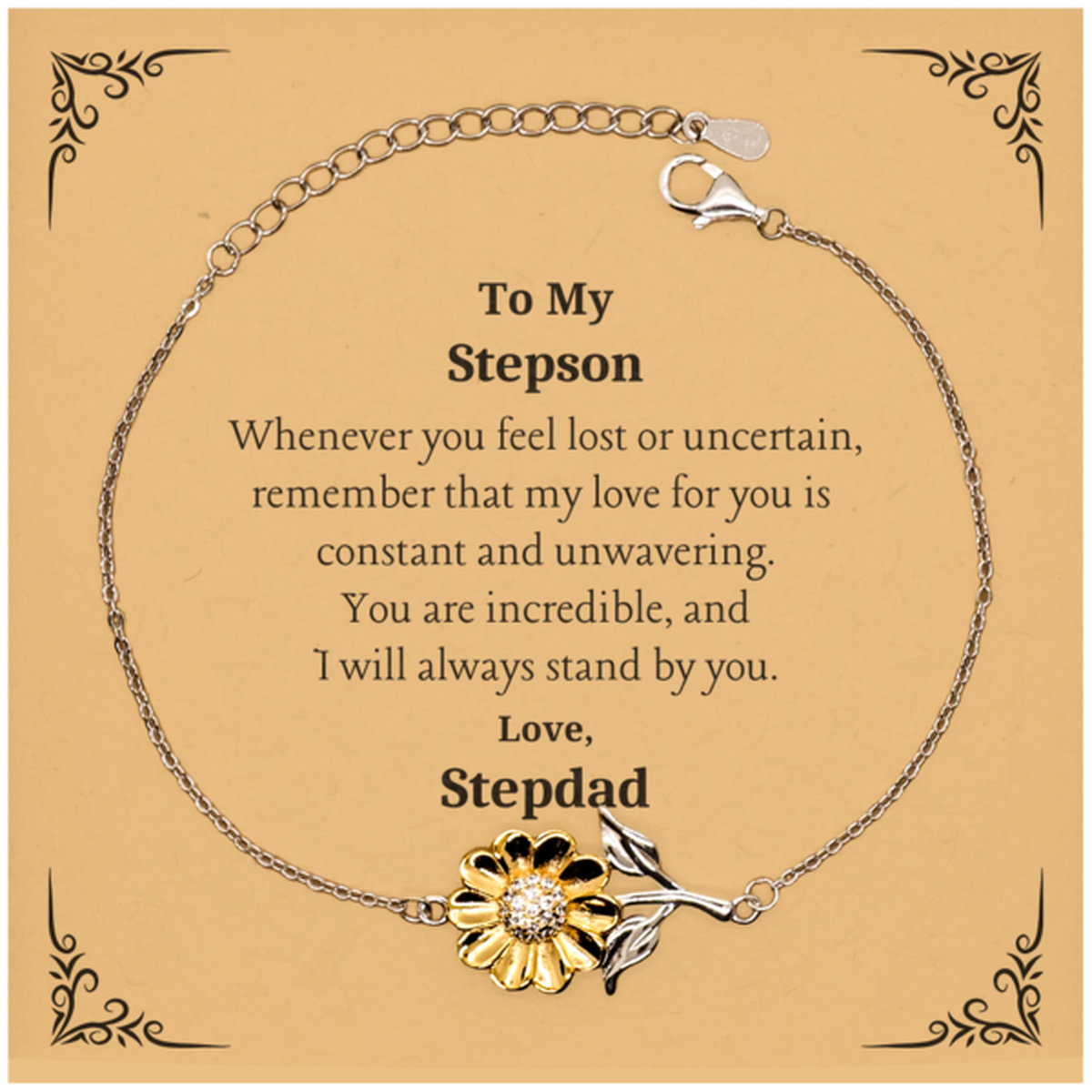 stepson engraved sunflower bracelet for birthday inspiration from stepdad