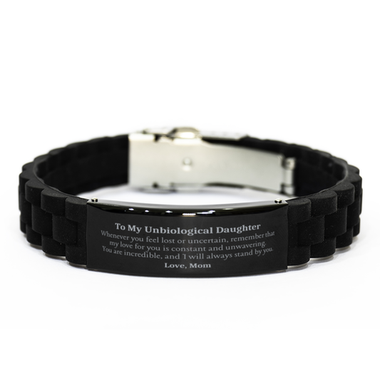 black glidelock clasp bracelet for unbiological daughter engraved love confidence and support for birthday graduation and holidays