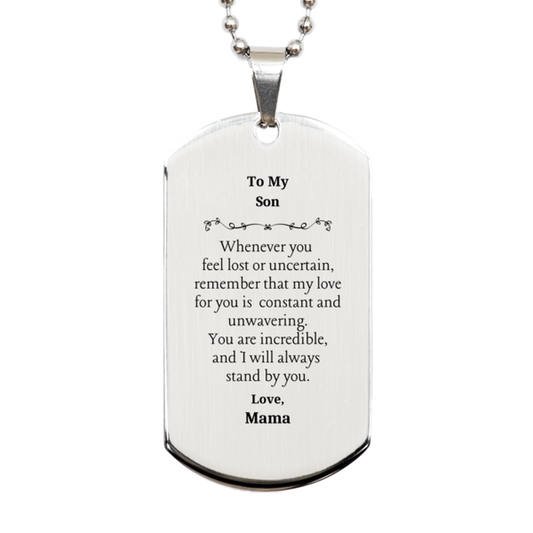 silver dog tag for son engraved message of love and support perfect gift for christmas birthday or graduation unique and inspirational jewelry for him