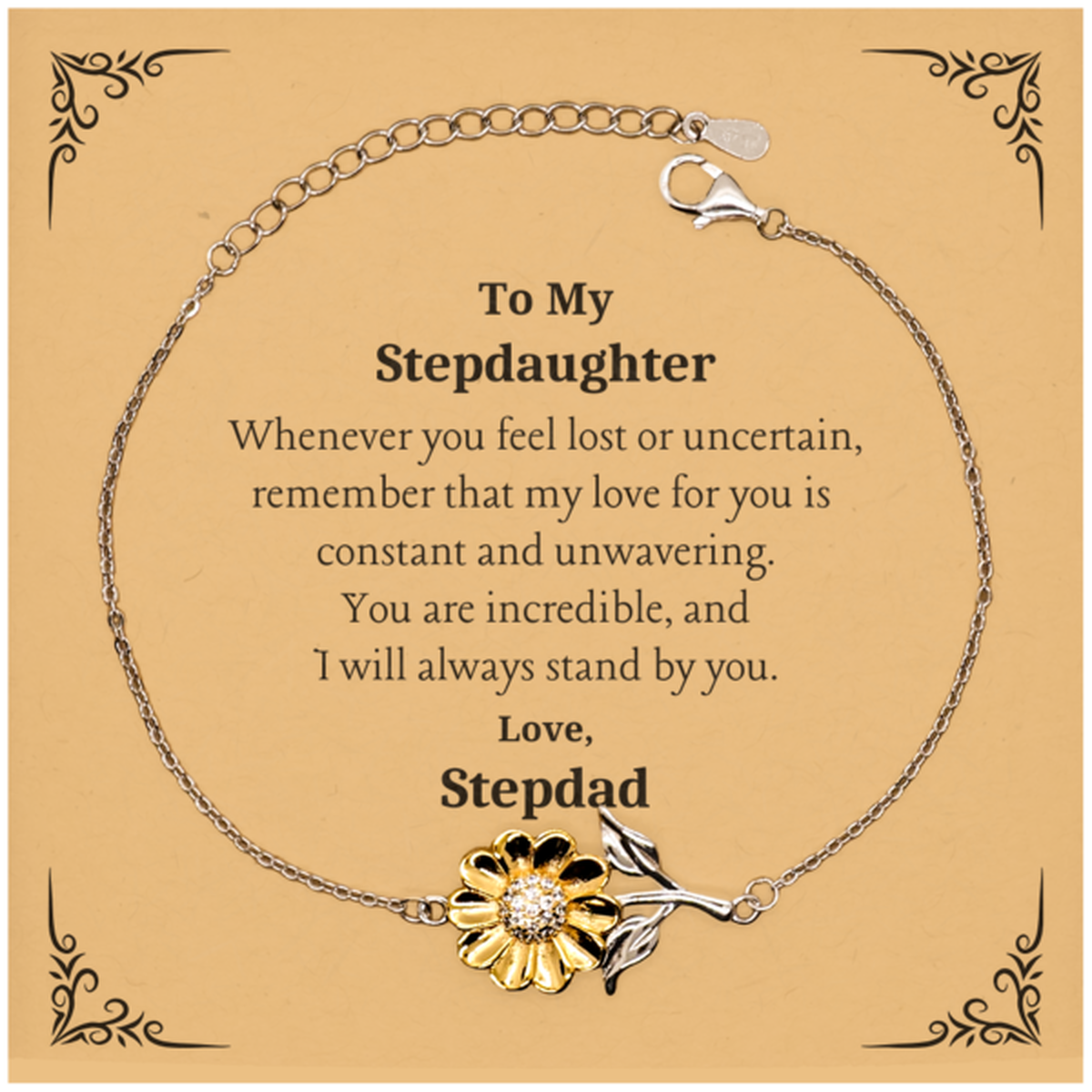 to my stepdaughter sunflower bracelet engraved love confidence gift for birthday graduation holidays sentimental stepdad family support jewelry for girls women