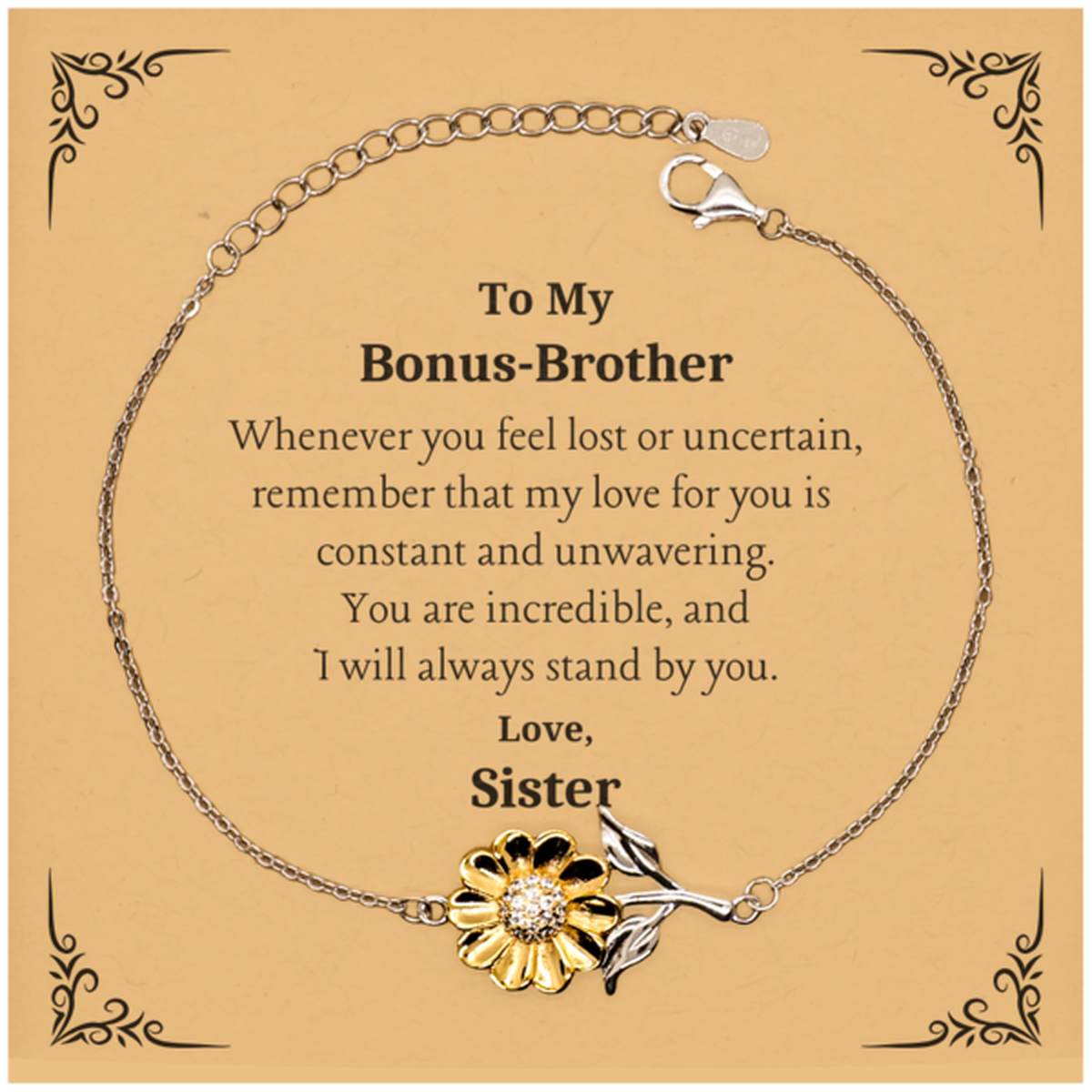 engraved sunflower bracelet bonus brother gift love sister hope confidence graduation veterans day jewelry