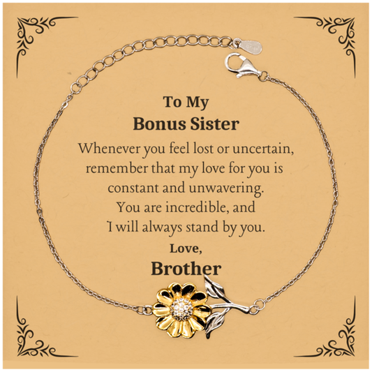 bonus sister sunflower bracelet engraved love gift for christmas graduation holidays you are incredible and always remember sister bonus sister bonus sister