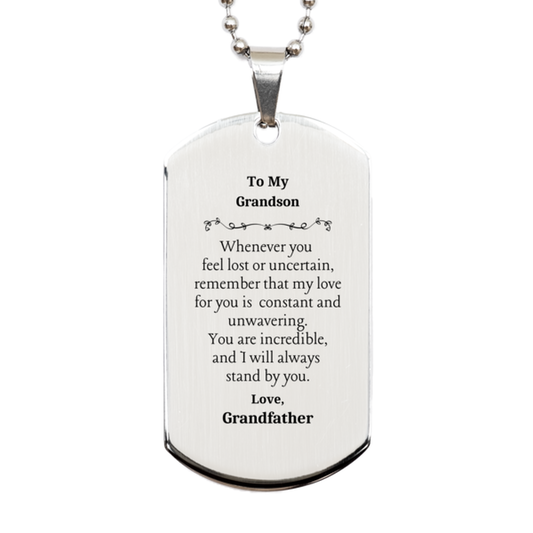 engraved silver dog tag for grandson my love for you is constant and unwavering inspirational gift for birthday graduation and holidays show your grandson how incredible he is