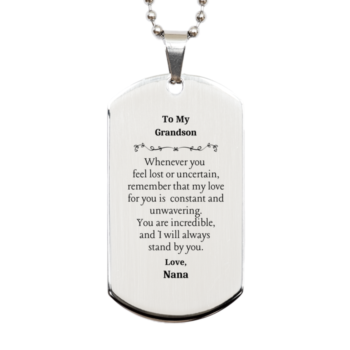 grandson engraved silver dog tag a constant reminder of love and support for your journey birthday christmas graduation veterans day easter