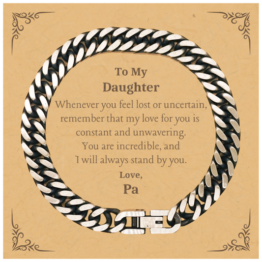 daughter engraved cuban link chain bracelet inspirational gift for birthday christmas hope and confidence pas love always stands by you