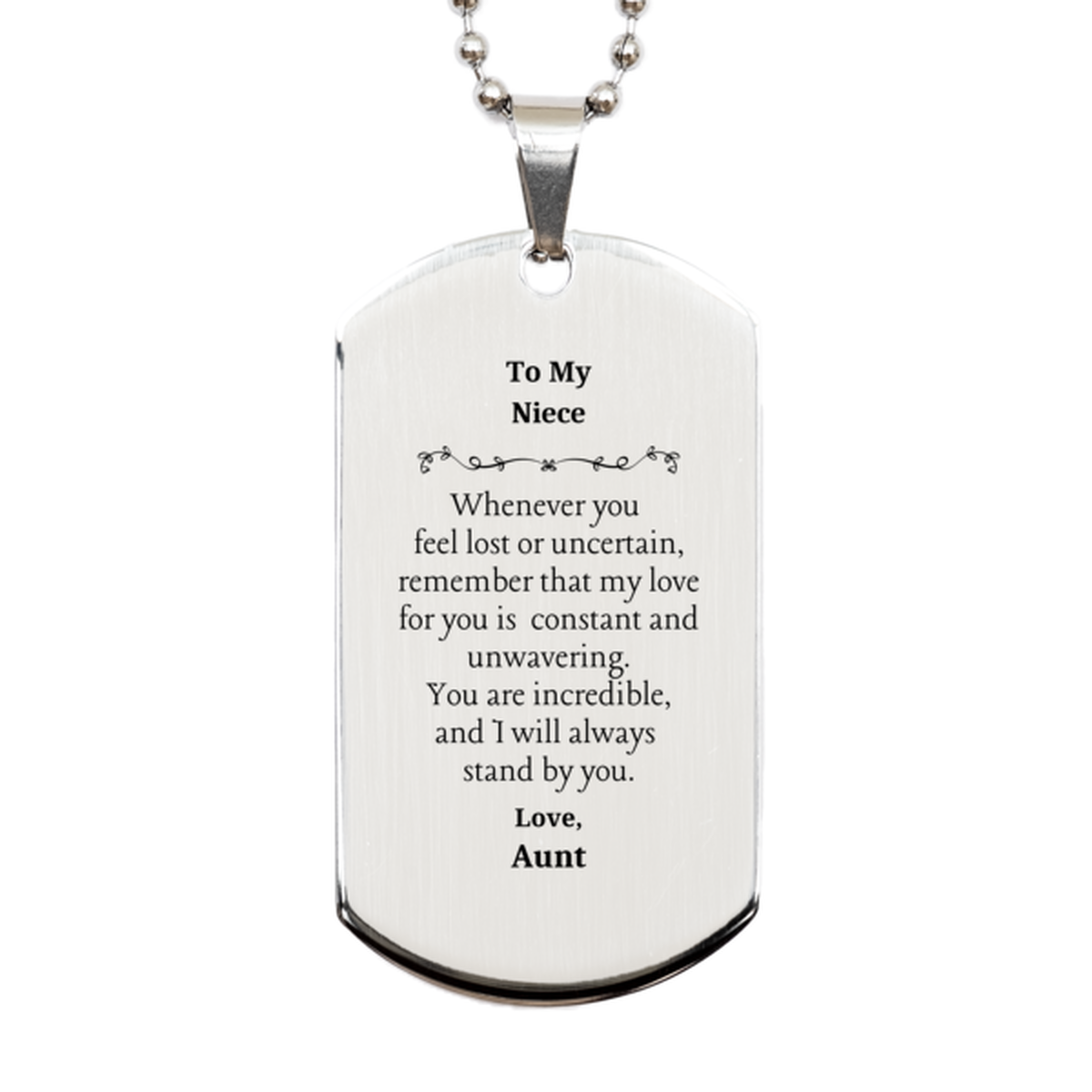 unique engraved silver dog tag gift for niece remember my unwavering love aunt perfect birthday christmas graduation present to show confidence and hope