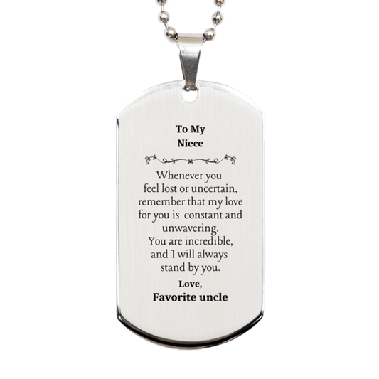 silver dog tag niece gift my love for you is unwavering and constant unique engraved pendant for birthday or christmas