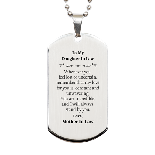 unique silver dog tag for daughter in law always stand by you mother in law inspirational gift for birthday christmas graduation confidence and love