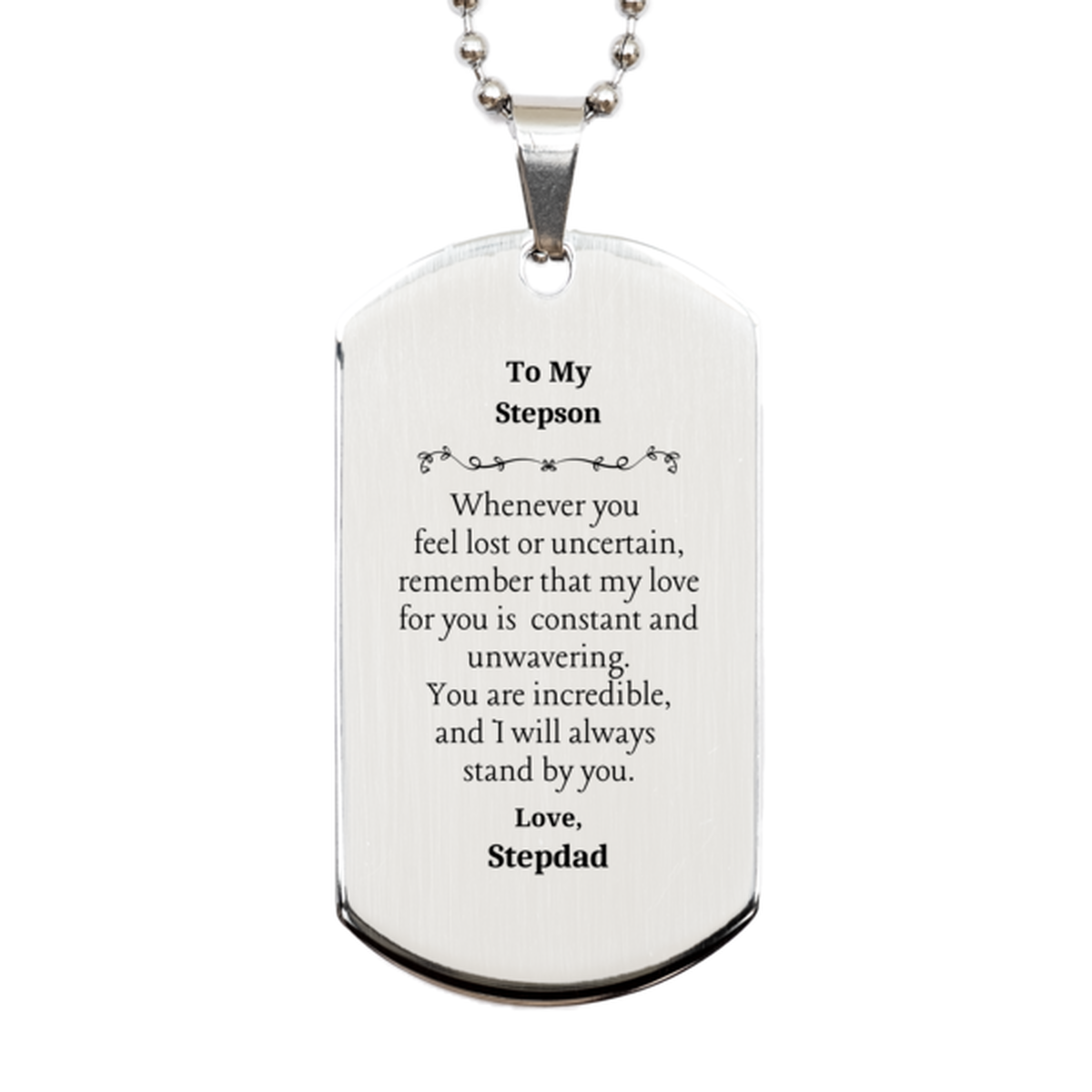 stepson engraved silver dog tag always stand by you stepdad love perfect gift for christmas graduation birthday inspirational reminder for stepson confidence