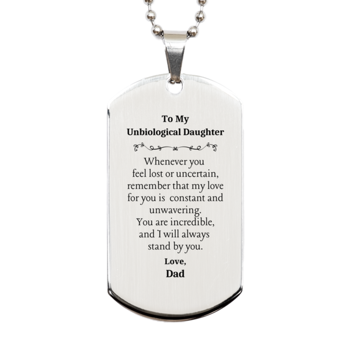 silver dog tag unbiological daughter love dad inspirational gift for graduation birthday christmas engraved confidence and hope for her