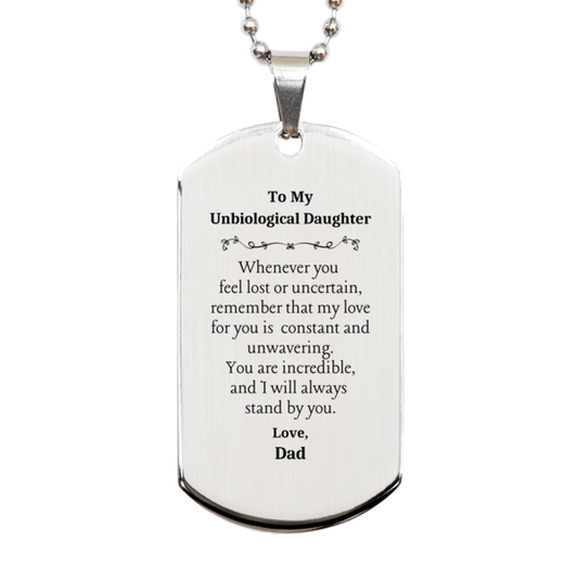 silver dog tag unbiological daughter love dad inspirational gift for graduation birthday christmas engraved confidence and hope for her