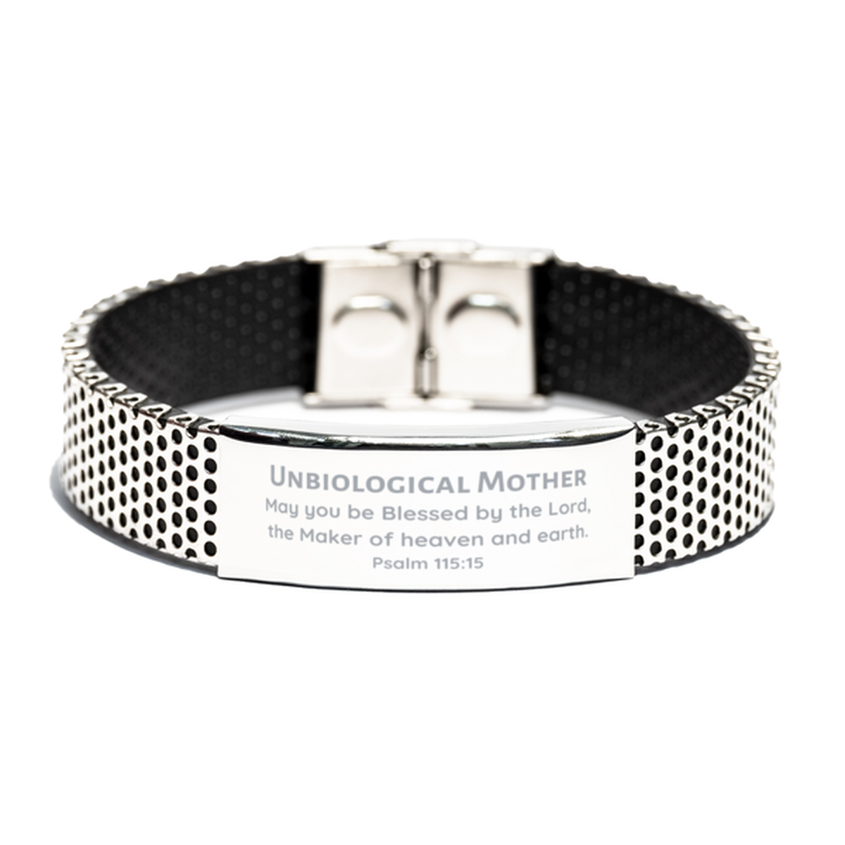 stainless steel bracelet for unbiological mother blessed by the lord psalm 115 15 inspirational mothers day gift with hope and confidence