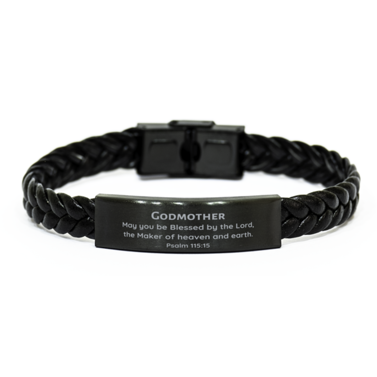 godmother braided leather bracelet blessed by the lord unique inspirational jewelry for christmas birthday graduation psalm 115 15 confidence and hope
