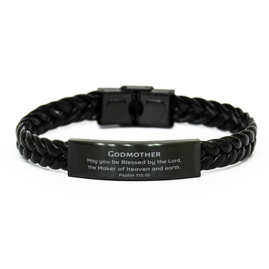 godmother braided leather bracelet blessed by the lord unique inspirational jewelry for christmas birthday graduation psalm 115 15 confidence and hope