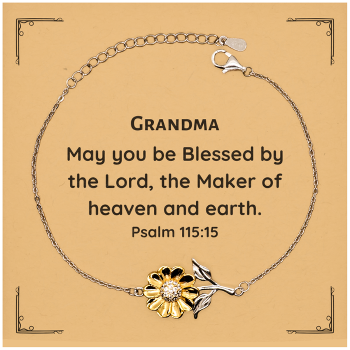 grandma sunflower bracelet engraved with psalm 115 15 inspirational gift for her birthday christmas easter and more