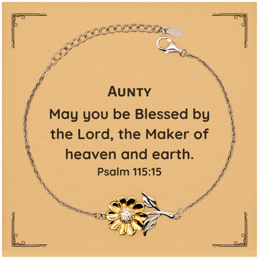 sunflower bracelet for aunty inspirational psalm 115 15 engraved jewelry for birthday holidays christmas blessed by the lord maker of heaven and earth unique gift for aunty confidence hope graduation