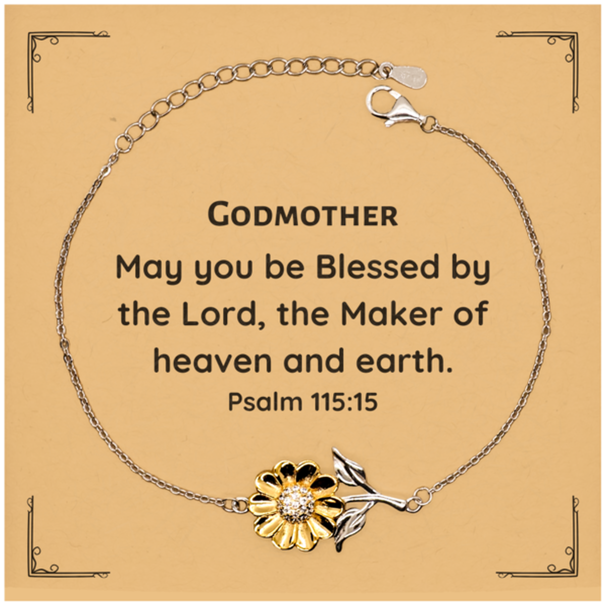 godmother bracelet engraved with psalm 115 15 perfect gift for meaningful occasions sunflower jewelry for godmother birthday christmas graduation