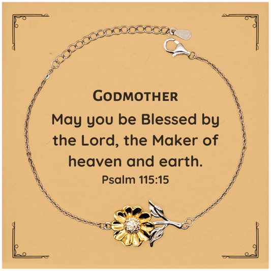 godmother bracelet engraved with psalm 115 15 perfect gift for meaningful occasions sunflower jewelry for godmother birthday christmas graduation