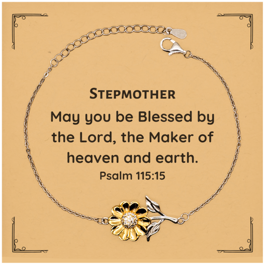 stepmother blessing sunflower bracelet unique gift for stepmother birthday engraved with psalm 115 15 confidence and hope filled