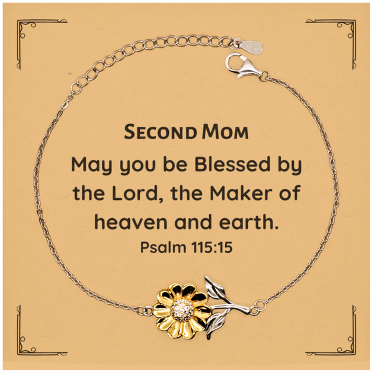 blessed sunflower bracelet for second mom on christmas an inspirational gift of hope and confidence psalm 115 15