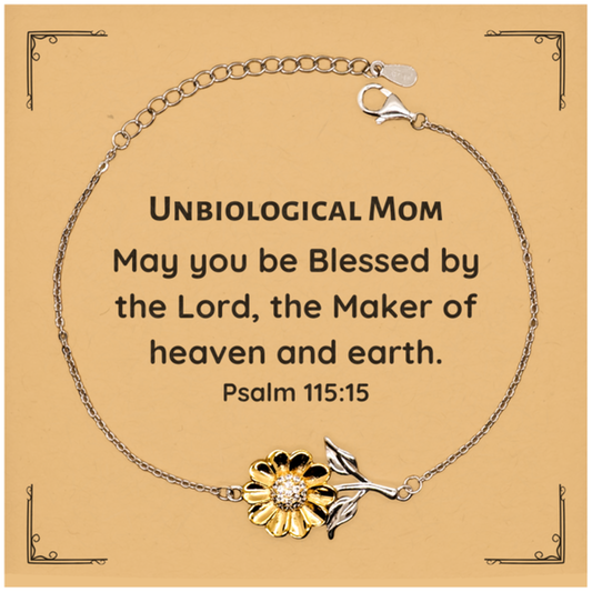 sunflower bracelet unbiological mom gift hope blessed mothers day jewelry inspirational psalm 115 15
