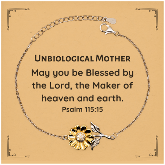 sunflower bracelet for unbiological mother engraved with inspirational psalm 115 15 perfect gift for mothers day graduation and special occasions