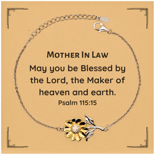 mother in law sunflower bracelet engraved with psalm 115 15 blessings for mother in law birthday gift for mother in law inspirational jewelry for mother in law unique mother in law bracelet