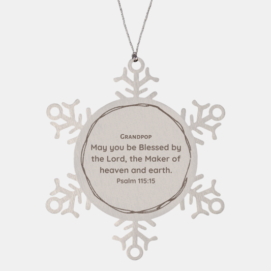 grandpop snowflake ornament blessed by the lord psalm 115 15 engraved christmas gift for grandpops birthday or holidays celebration