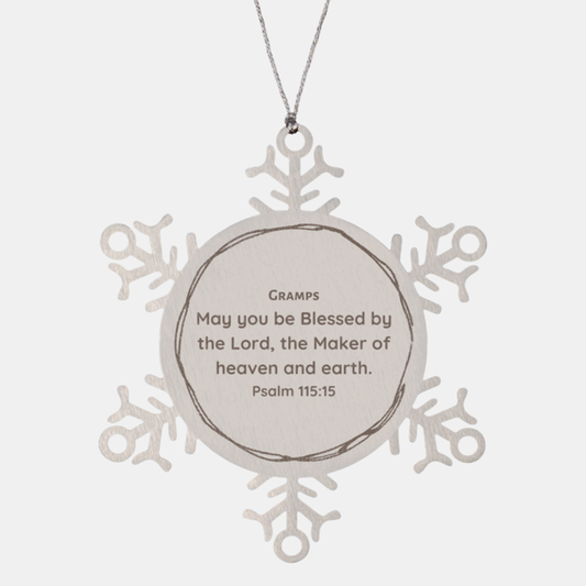 gramps snowflake ornament blessings from psalm 115 15 for christmas decor inspirational holiday gift for grandpa unique engraved keepsake to celebrate the holidays and special occasions winter decor for gramps