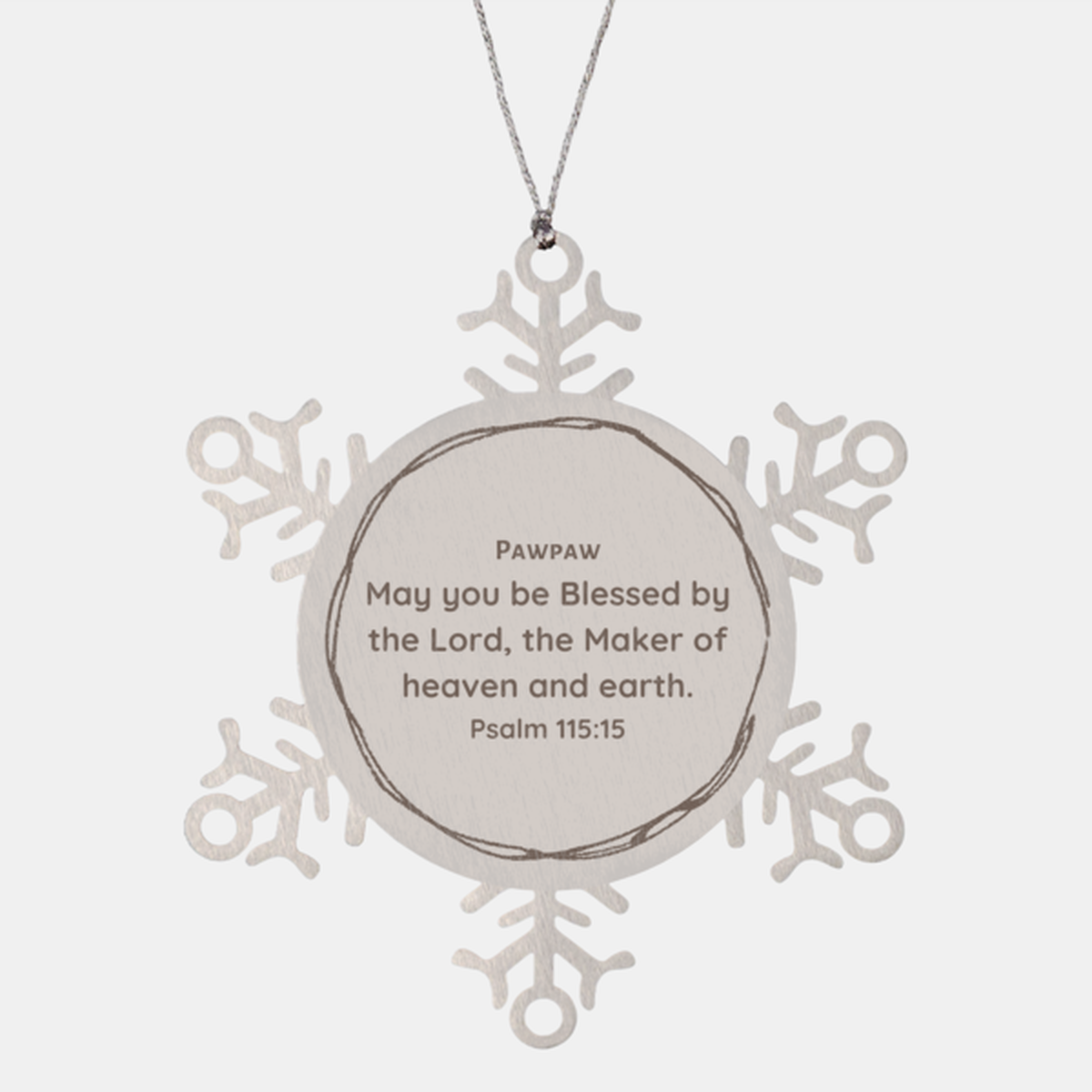 unique pawpaw snowflake ornament engraved with inspirational blessing for christmas and holidays