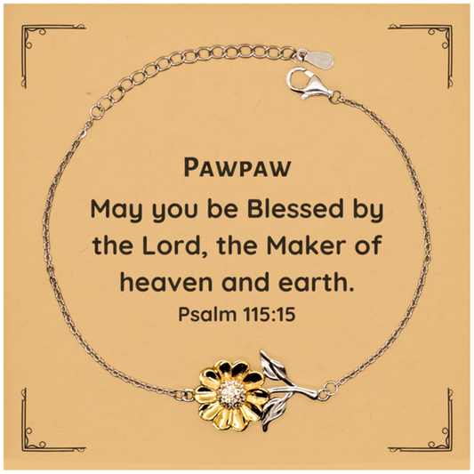 pawpaw sunflower bracelet inspirational gift for christmas birthday engraved blessing from psalm 115 15 unique jewelry for women men and kids