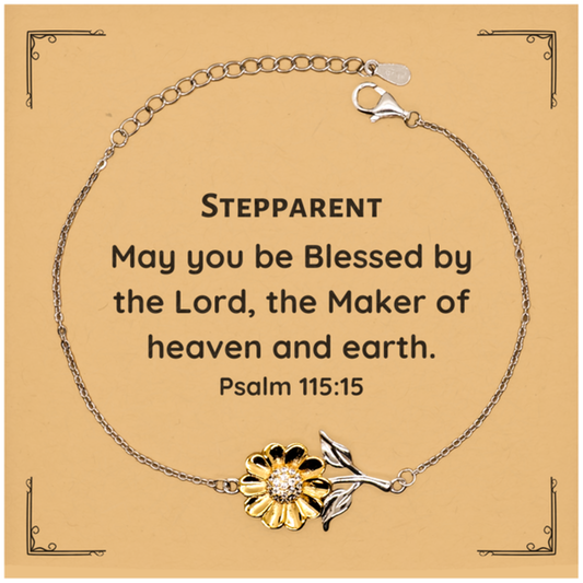 engraved sunflower bracelet for stepparents may you be blessed by the lord the maker of heaven and earth perfect gift for birthday holidays christmas graduation veterans day easter inspirational jewelry for stepparents