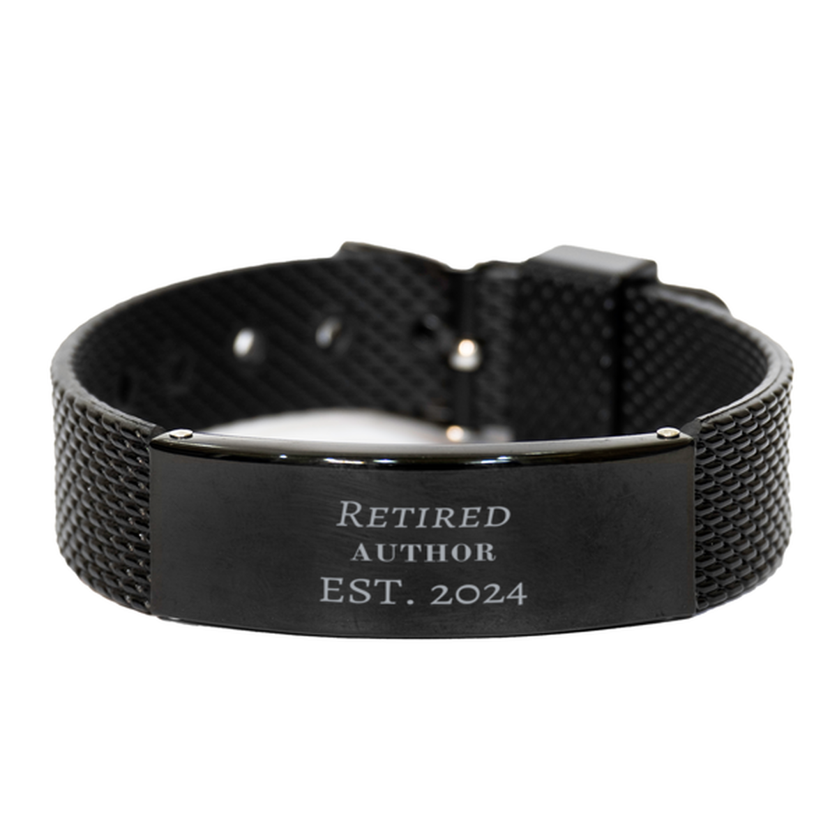retired author est 2024 black shark mesh bracelet inspirational gift for birthday and graduation
