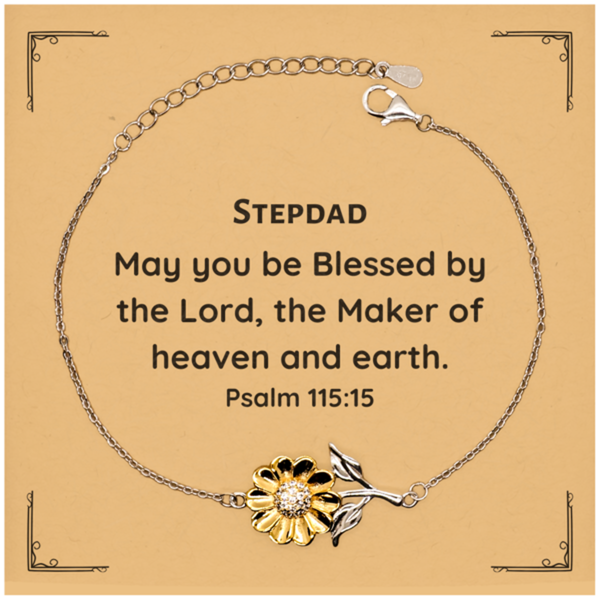 stepdad bracelet may you be blessed by the lord inspirational sunflower jewelry for fathers day gift birthday christmas unique engraved quote psalm 115 15