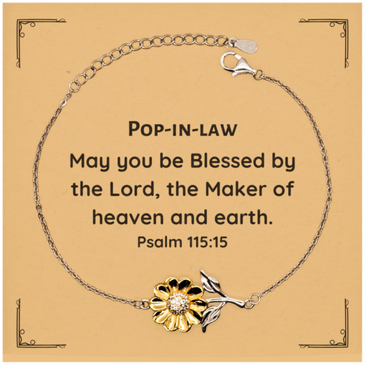 sunflower bracelet pop in law blessings engraved inspirational gift for birthday christmas and graduation psalm 115 15