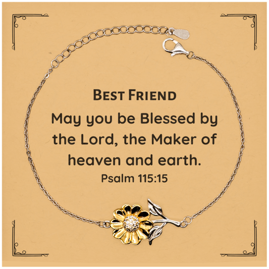 sunflower bracelet best friend gift engraved with psalm 115 15 inspirational jewelry for birthday christmas graduation hope and confidence
