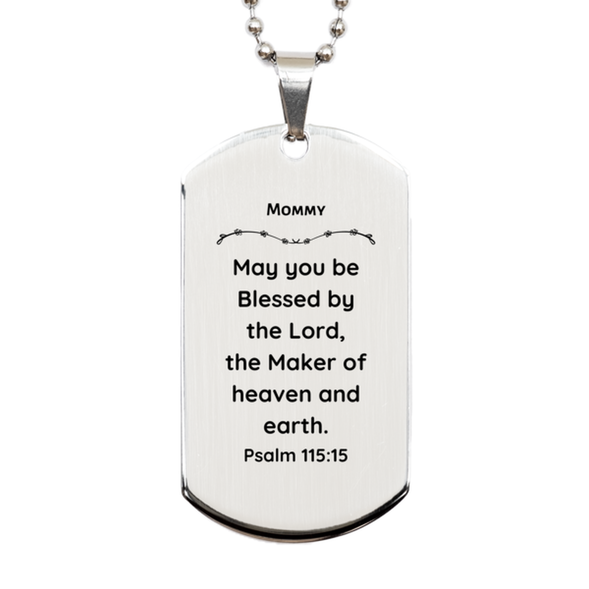 mommy silver dog tag engraved psalm 115 15 blessings inspirational gift for mothers day birthday christmas and more