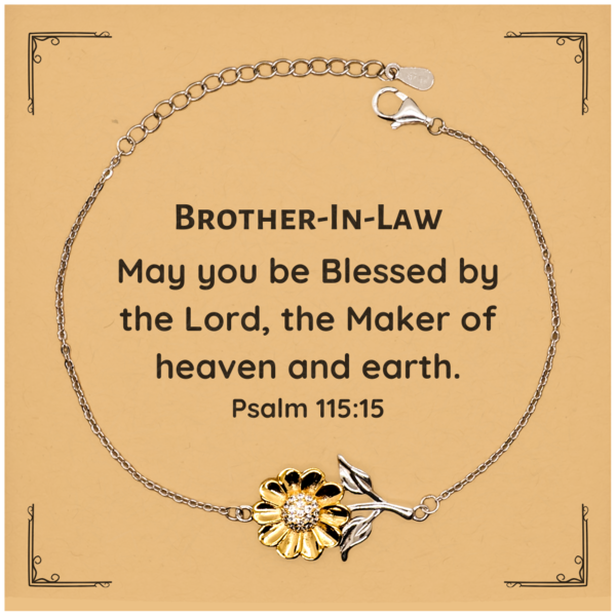 brother in law sunflower bracelet may you be blessed by the lord psalm 115 15 gift for him inspirational jewelry birthday christmas veterans day unique religious gift