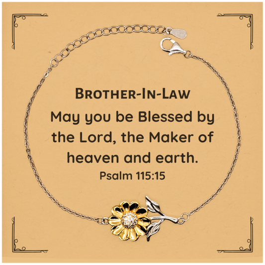 brother in law sunflower bracelet may you be blessed by the lord psalm 115 15 gift for him inspirational jewelry birthday christmas veterans day unique religious gift