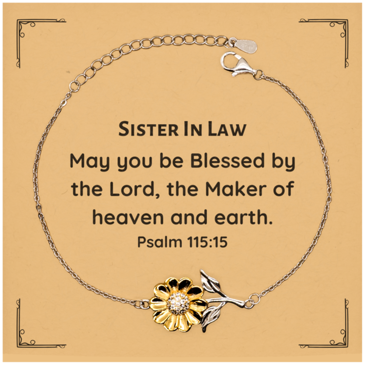 sister in law sunflower bracelet engraved with psalm 115 15 blessings for holidays and birthdays