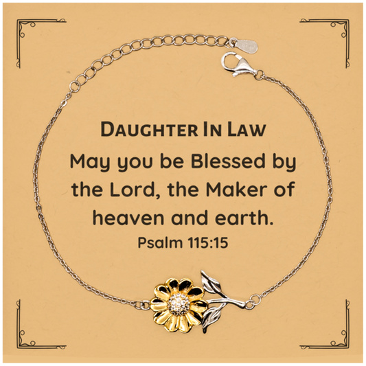 sunflower bracelet for daughter in law blessed by the lord psalm 115 15 inspirational gift for birthday christmas graduation confidence