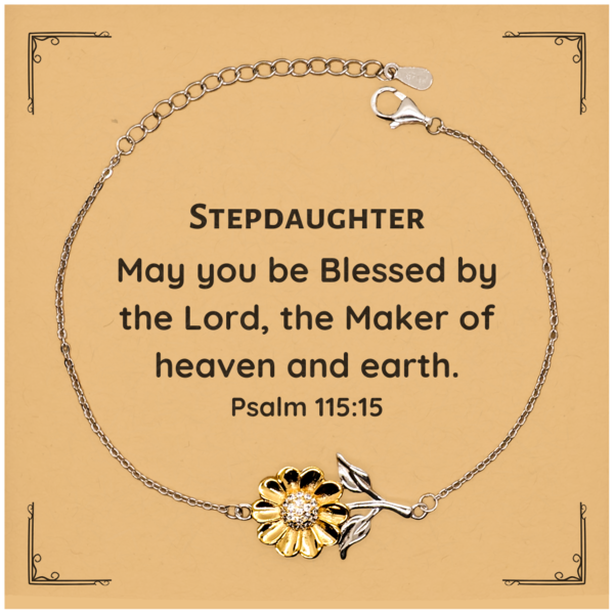 stepdaughter engraved sunflower bracelet blessed by the lord inspirational gift for birthdays and holidays