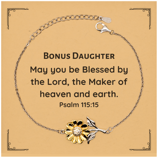 bonus daughter sunflower bracelet blessings from psalm 115 15 inspirational jewelry for birthday holidays christmas graduation confidence and hope