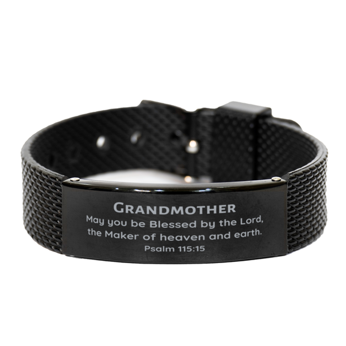 grandmother black shark mesh bracelet inspirational psalm 115 15 jewelry for holidays and birthdays