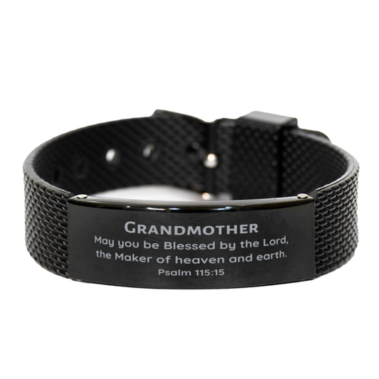 grandmother black shark mesh bracelet inspirational psalm 115 15 jewelry for holidays and birthdays