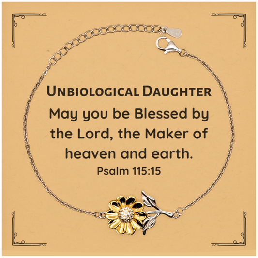 unbiological daughter sunflower bracelet blessing from psalm 115 15 inspirational gifts for birthday holidays graduation confidence and hope